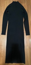 Quince Dress NWT M Black Ribbed Sweater Bodycon Midi Stretch Cozy