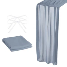 10Ft Chiffon Table Runner 28 x 120 Inch Rustic Gauze Tablecloth Dusty Blue