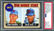 Nolan Ryan Signed 1968 Topps RC 177 New York Mets PSA 4 Sig 10 PSA/DNA
