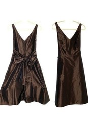 NWT Ann Taylor Brown Sateen A-line Midi Dress Lined Belt Special Occasion Size 6