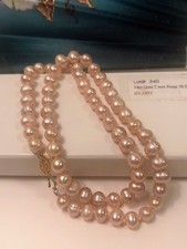 Neu im Karton 14 Karat Gold, 7 mm 16,5 Zoll Rose Perlenkette, SALE 