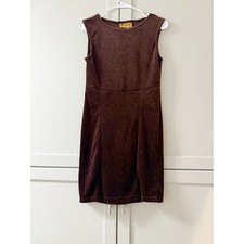Vtg i-SPI New York Vintage Brown Velvet Mini Dress Sleeveless Medium Made in USA