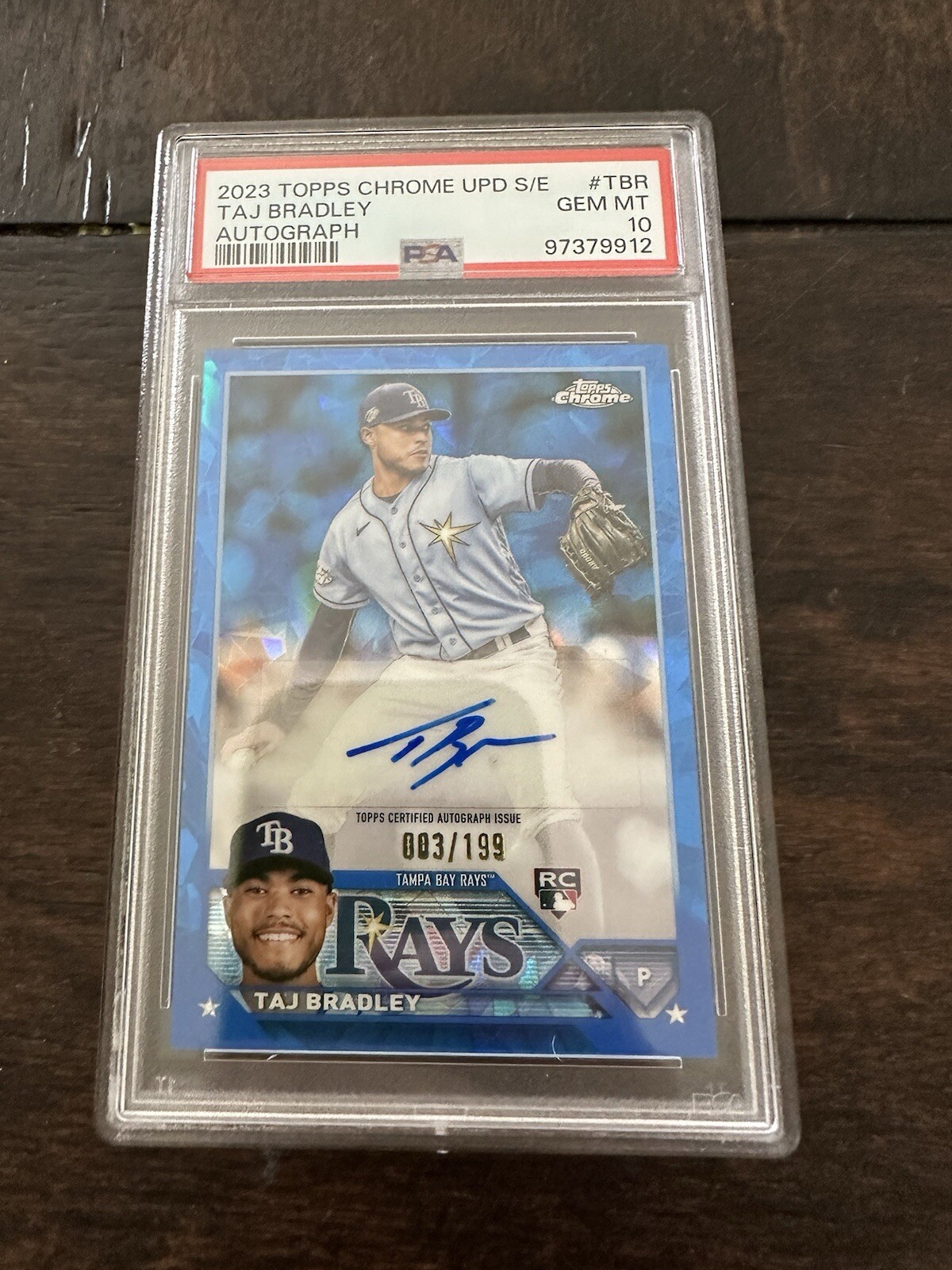 2023 Topps Chrome Update Sapphire Auto /199 TAJ BRADLEY PSA 10 Gem Mint