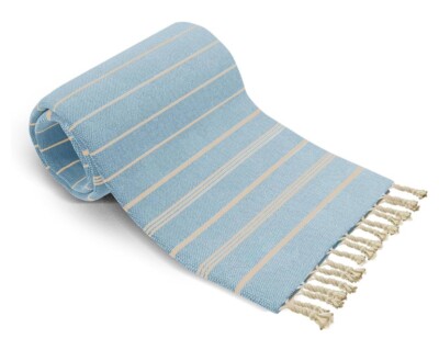 NEW NWT Aqua Blue Turkish Style Beach Towel Quick Dry Sand Free Lightweight