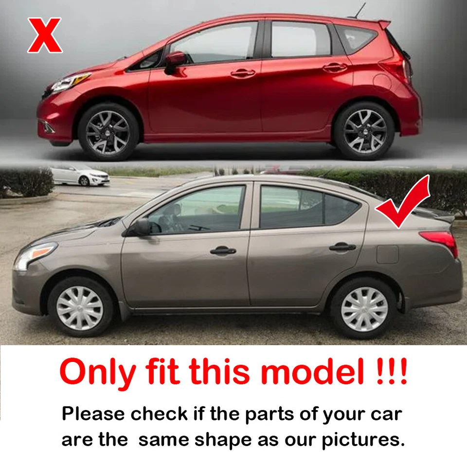 Cubierta de persiana de ventana trasera negra brillante ABS de 2 piezas para Nissan Versa 2013-2018 Foto 2 de 4