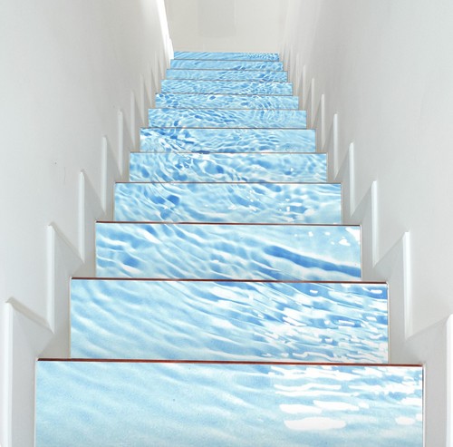 3D Light Blue Water A96 Stair Risers Decoration Photo Mural Vinyl ...