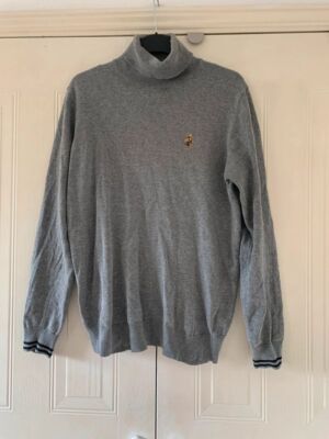 Grey polo neck thin jumper size large Luke Sport UK