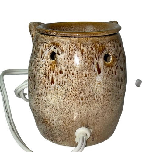Vintage Ceramic Wise Owl Wax Melt Warmer Brown and Tan Drip Glaze Cottagecore - Picture 8 of 11