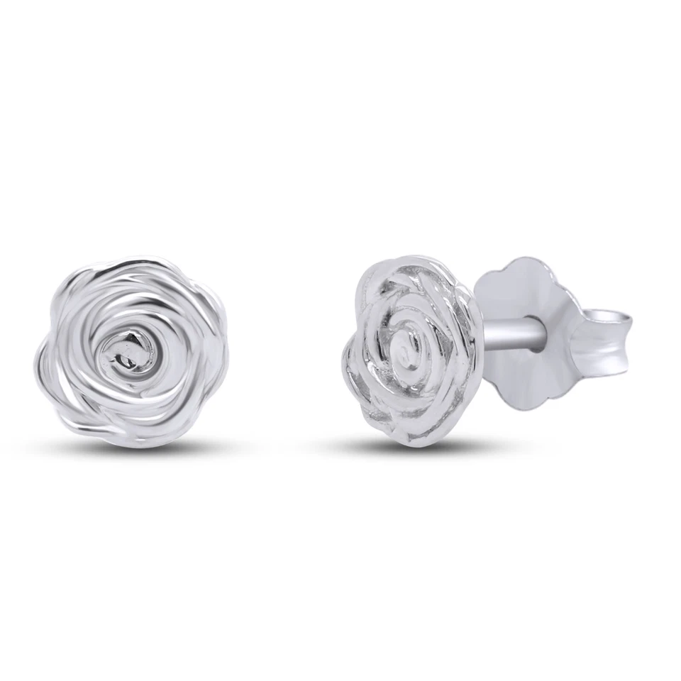 Beautiful Flower Shape Stud Earrings In 10K Solid Gold - Image 2 of 4