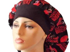 Scrub Hats-Cleveland Browns-Womens Bouffant Surgical Scrub Hat-Fabric Sports