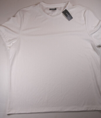 ALFANI Men's Bright White Horizontal Ribbed 100% Polyester Shirt NEW 2XL XXL