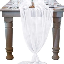 10ft White Chiffon Table Runner 29x120 Inches Wedding Runner Sheer Thanksgivi...