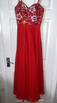 lange Abschlussballkleider rot Diamantsteine guter Zustand Ballkleid Eventkleid