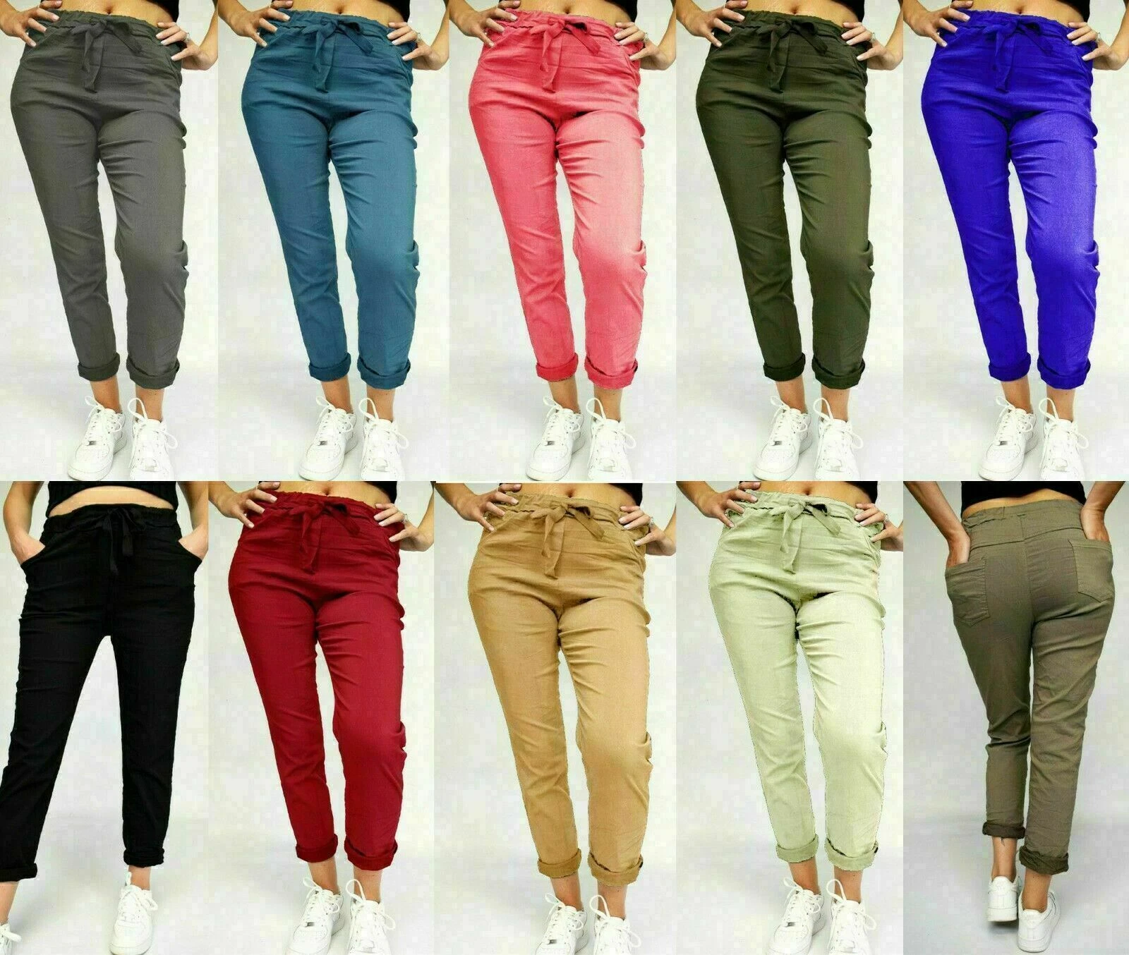 New Women's Plain Ladies Italian Causal Stretch Magic Summer Pants