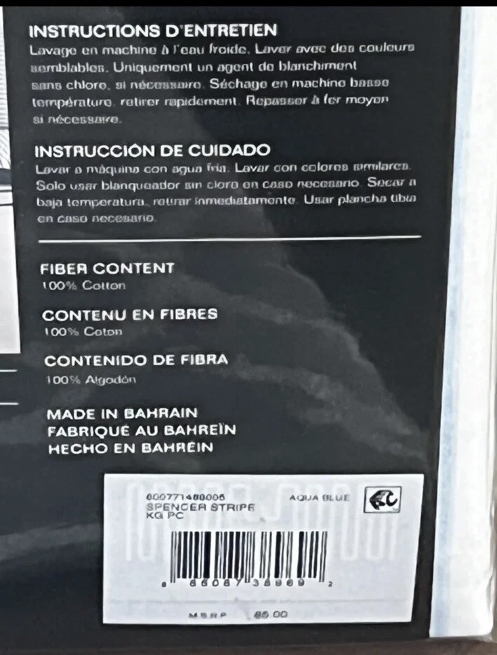 Ralph Lauren Spences Stripes Two King Pillowcases Aqua Blue. Brand New! - Image 4 of 4