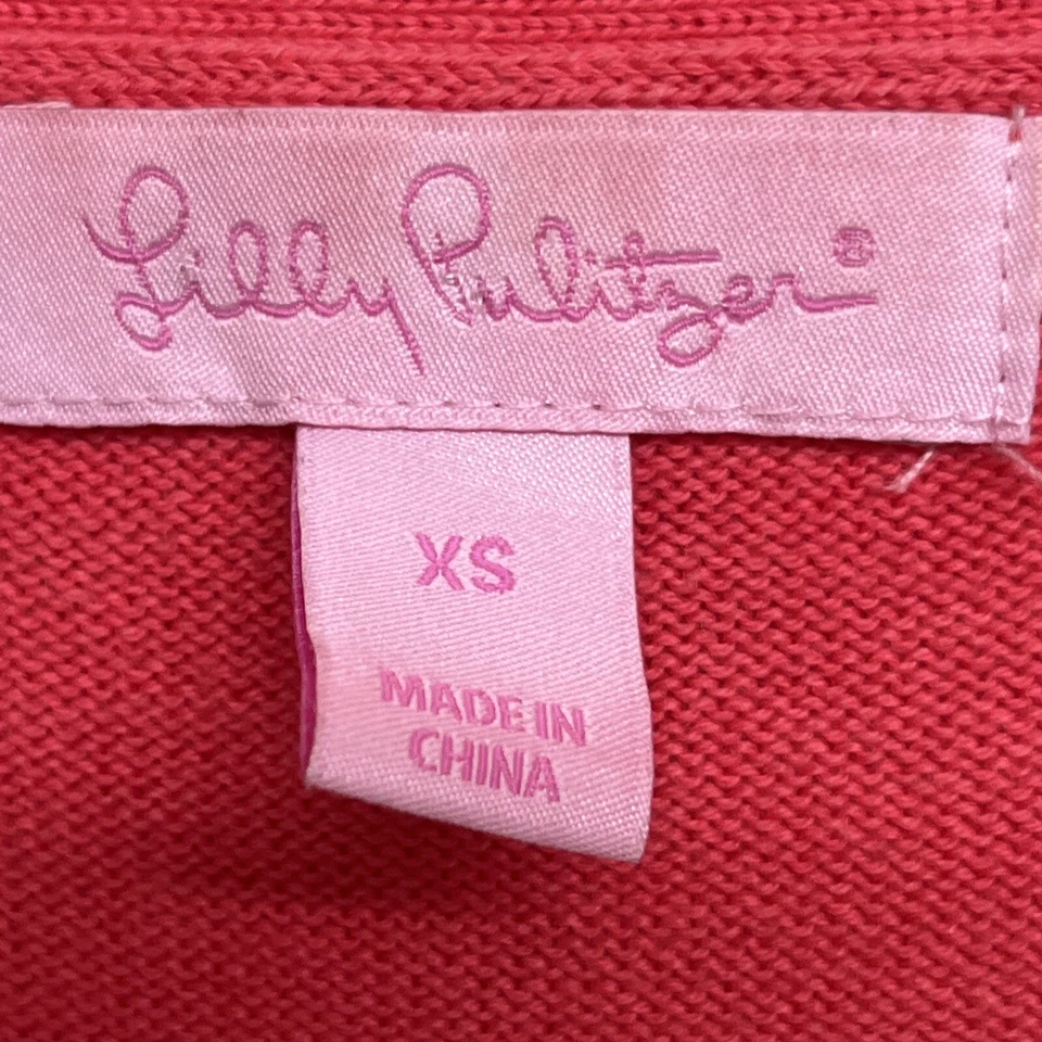 Cárdigan Lilly Pulitzer Coral Seda Algodón Bolsillo Botón Suéter Mujer’s XS Playa Foto 4 de 4