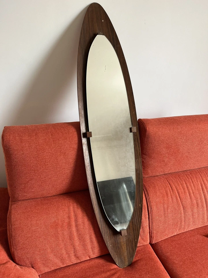 GRANDE SPECCHIO ORIGINALE VINTAGE ANNI 50/60 IN TEAK Design Scandinavo - Immagine 4 di 4