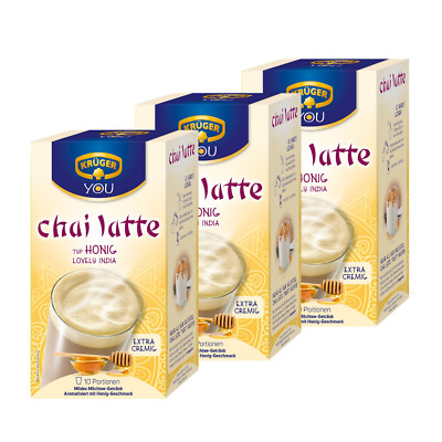 3 x Kruger CHAI LATTE HONEY Flavour - 3 x 10 Sachets x 25g / 250g / 8.8oz