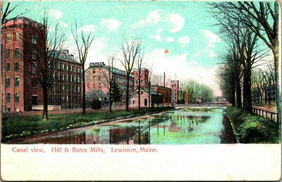 Canal View Hill and Bates Mills Lewiston Maine ME UNP DB Postcard C3