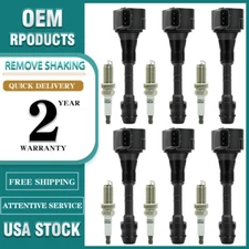 Set of 6 Ignition Coil & Spark Plug For 2002-08 Nissan Altima Maxima Quest UF349