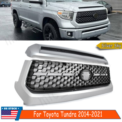 1D6 Silver Sky Grill For Toyota Tundra 2014-21 Front Grille & Hood Bulge Molding