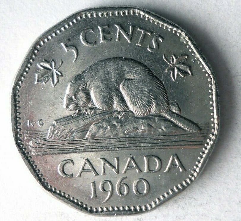 1960 CANADA 5 CENTS - Excellent Collectible Coin - FREE SHIP - Bin