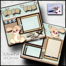 BABY BOY 2 premade scrapbook pages paper piecing layout 12X12 album CHERRY #0084
