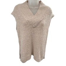 Michael Stars XS Beige Knit Sweater Vest Cowl Neck Sleeveless Pullover Soft Cozy