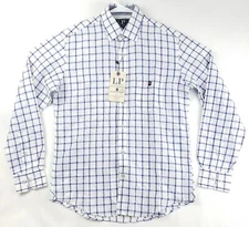 NEW Louis Philippe Shirt Men 39 Blue White Plaid Long Sleeve Jermyn Tailored Fit