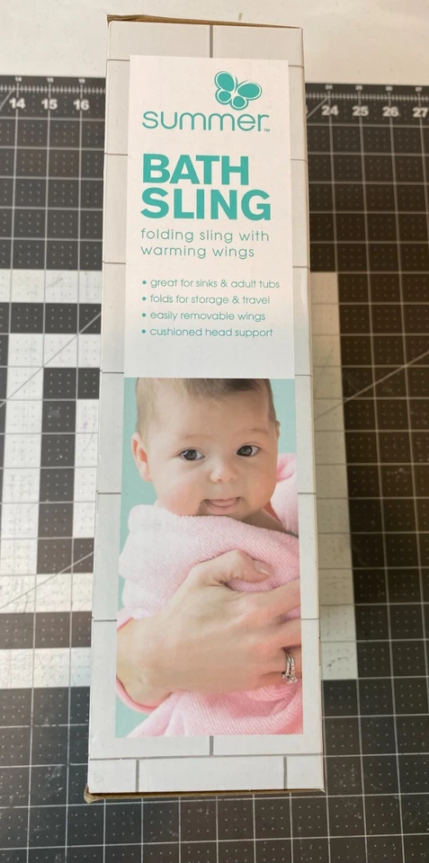 Eslinga de baño verde menta para bebé de verano con alas de calentamiento soporte para la cabeza del bebé Foto 2 de 4