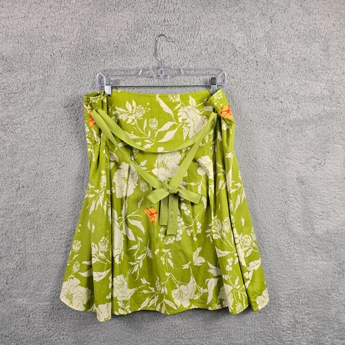 Old Navy Mini Hawaiian Skirt 14 Green Tropical Floral Resort Boho Dainty Flowy - Picture 3 of 7