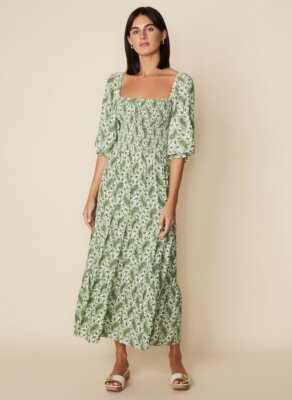 Faithfull the brand Le Galet Midi Dress Sable Paisley Print - Green | eBay
