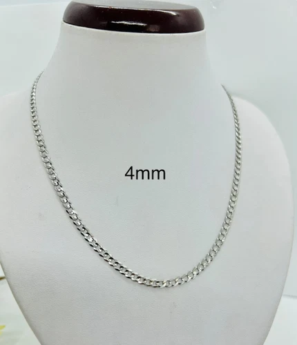 Catena/Collana Comfort Curb Oro Bianco Massiccio 14KT 30" 3,6 MM 11 GRAMMI WCRB100 - Foto 1 di 1
