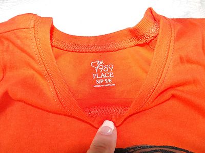 Ensemble Fille The Children's Place - Top Paillettes Appareil Photo Orange Et Jupe Denim Lacets - Taille 5-6 - Occasion Très Bon état