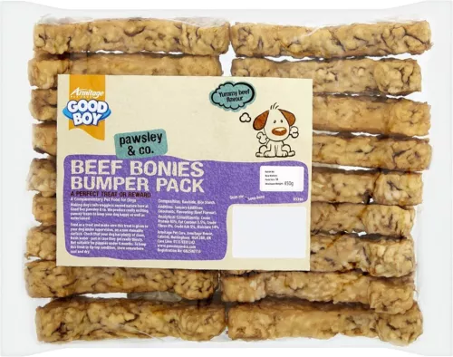Good Boy BEEF Bonies Rice and hide Dog Treat Chews Bones Chew x 18 Breath