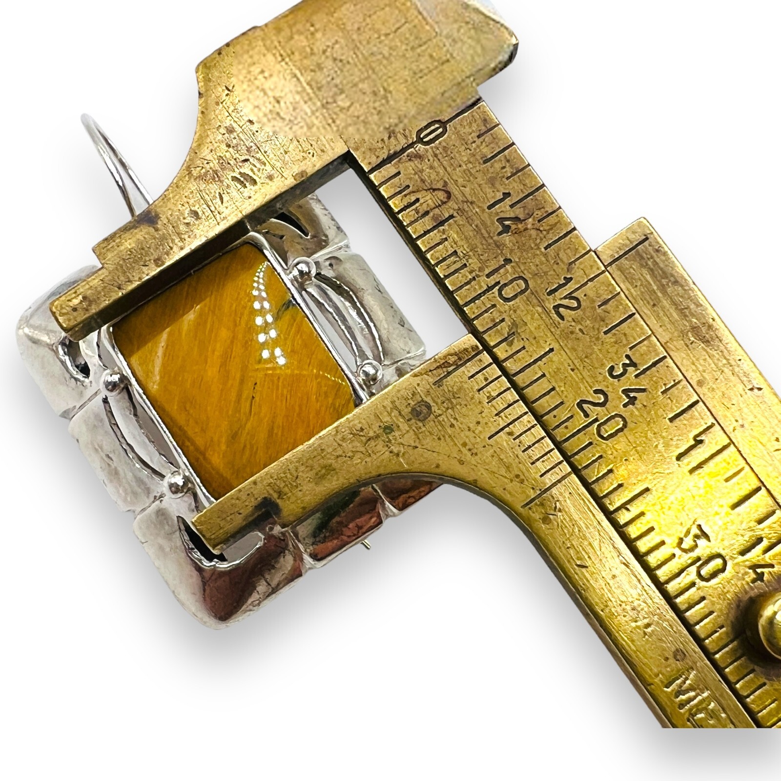 925 Sterling Silver Tigers Eye Rectangular Modern… - image 7