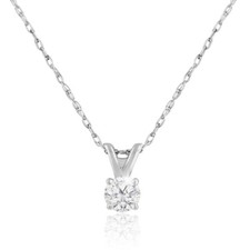 1/10 Carat Diamond Solitaire Necklace With Free 18 Inch Chain In Sterling Silver