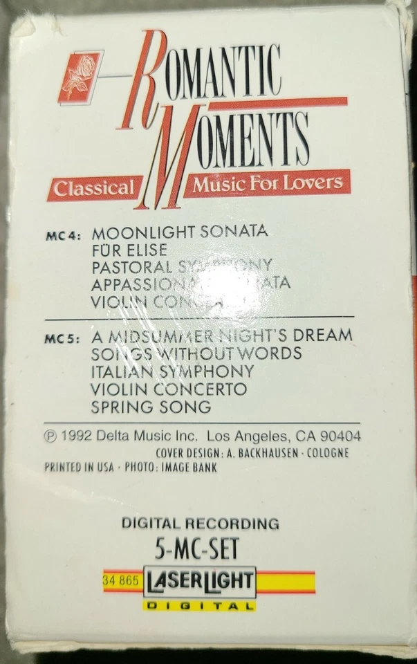 ROMANTIC MOMENTS Classical Music For Lovers 5 SEALED TAPES MOZART BACH & MORE - Image 4 of 4