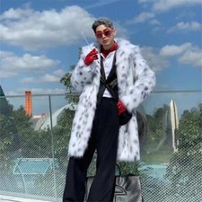Mens Winter Laple Long Eco Faux Fur Coat Furry Overcoats Casual Loose Fashion