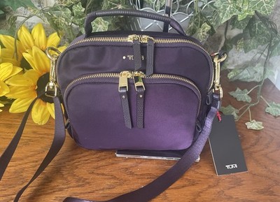 NWT TUMI VOYAGEUR TROY/TAMY CROSSBODY HANDBAG SHOULDER PURSE BLACKBERRRY/GOLD