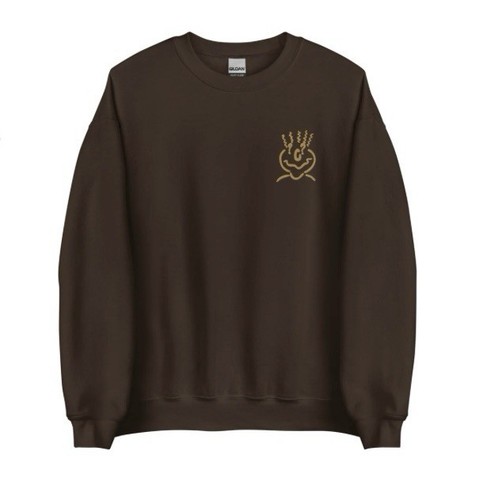 unisex heavy blend crewneck sweatshirt Alo Yoga Style Sweater Embroidered Brown