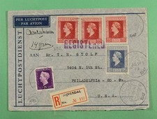 DR WHO 1947 NETHERLANDS REGISTERED NIJVERDAL AIRMAIL TO USA R22570