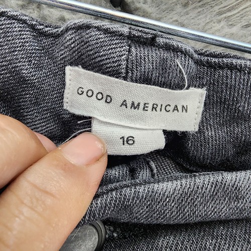 Pantalones de mezclilla Good American para mujer 16 grises elásticos botones recortados con mosca *Leer* - Imagen 4 de 14
