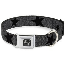 Dog Collar Bone Cheetah/Stars Gray/Black WIDE-Large 20-31" (US IMPORT)
