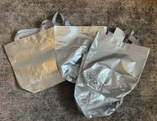 Athleta Metallic Silver Reusable Shopping Tote Bag 100% Recycled Plastic 7/2022