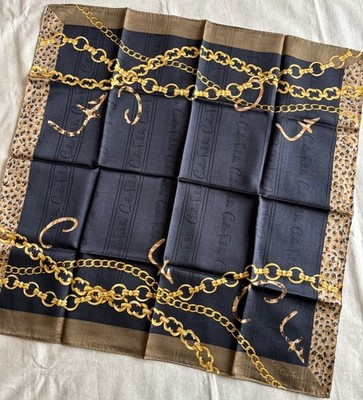 Carlos Falchi Seide Baumwolle Bandana Schal Kette Leopardenmuster schwarz 23 ...