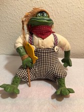 Vtg Russ Berrie Mr. Tadpole Frog Critter Collectable Fabric Wood HandMade 2173