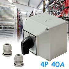 40A 3-Position 4 POLE Enclosed Change Over Switch Rotary Cam Changeover Switch