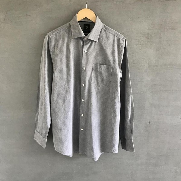 Men Pierre Cardin Shirt Grey Cotton 40 /L / 48
