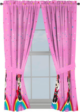 Disney Minnie Mouse Window Panels Curtains Drapes Pink Bow-tique, 42" x 63" each